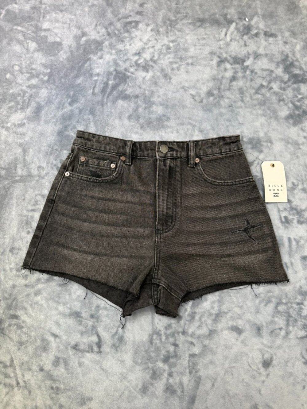 Billabong High Tides Black Denim Cutoff Shorts Distressed Women’s 26 NWT